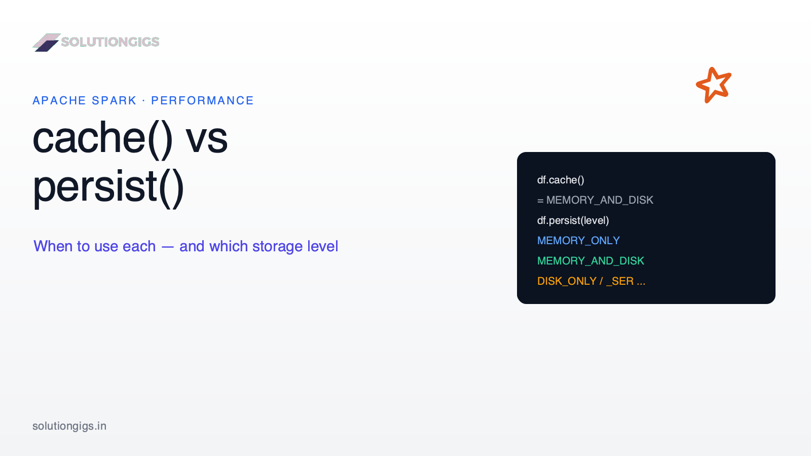 Spark cache() vs persist(): When to Use Each