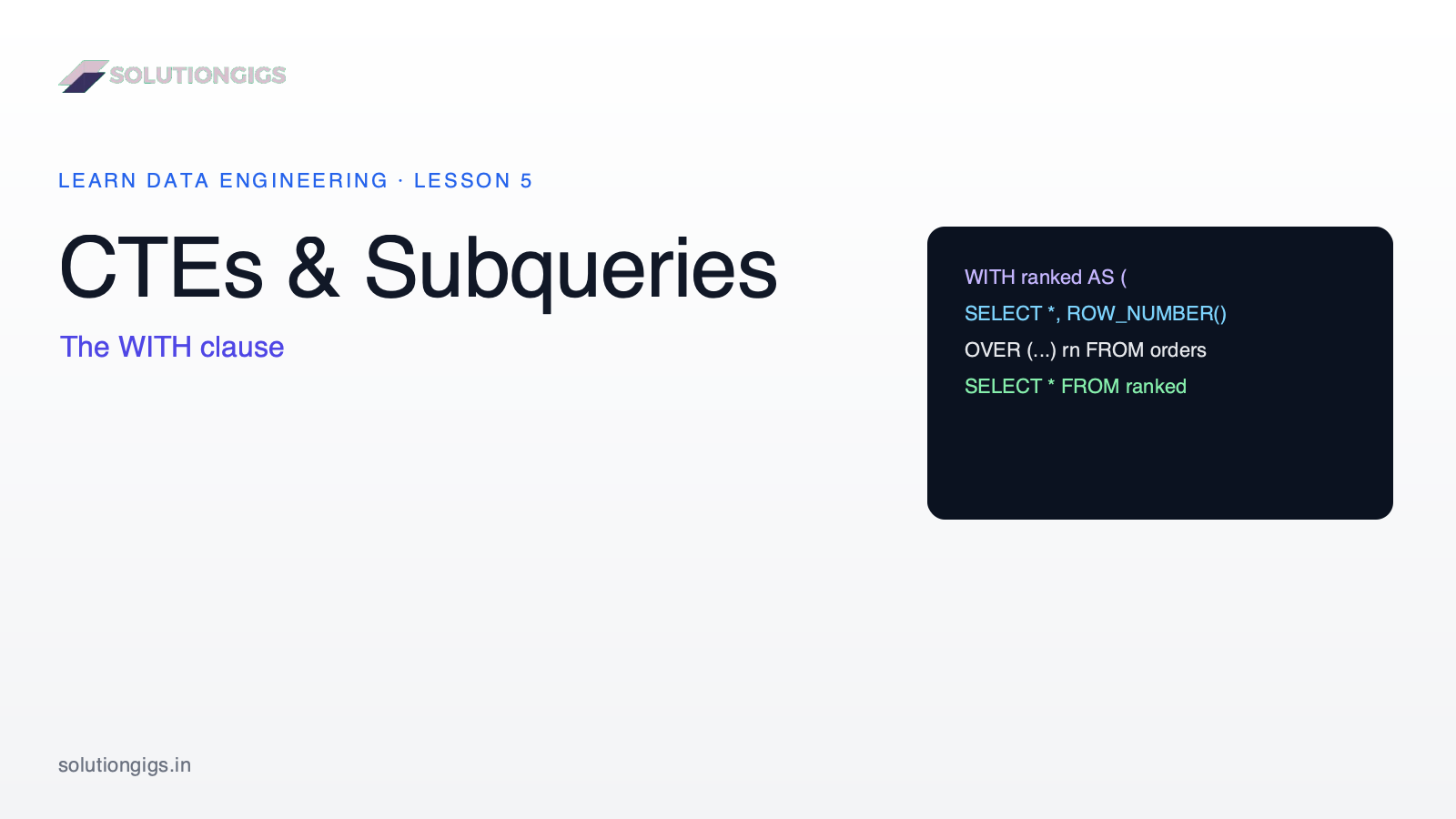 SQL CTEs & Subqueries Explained: WITH Clause Guide (2026)