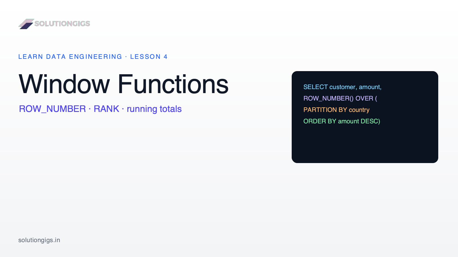 SQL Window Functions Explained: ROW_NUMBER, RANK & More (2026)